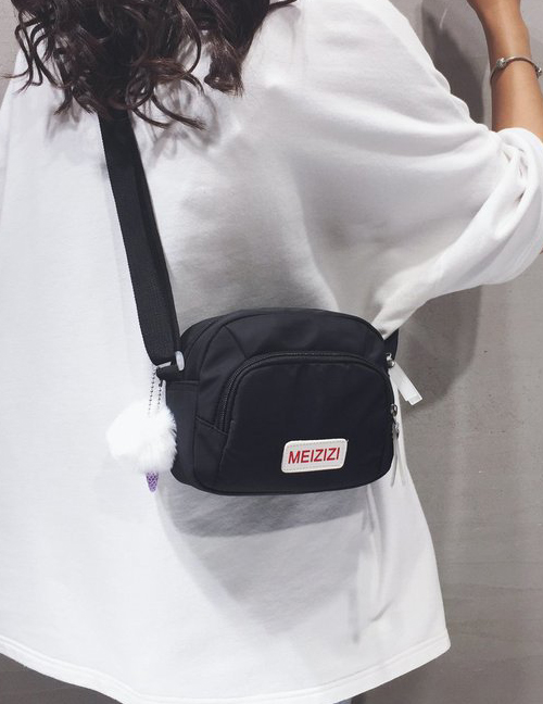 Fashion Black Letter Sticker Oxford Shoulder Bag
