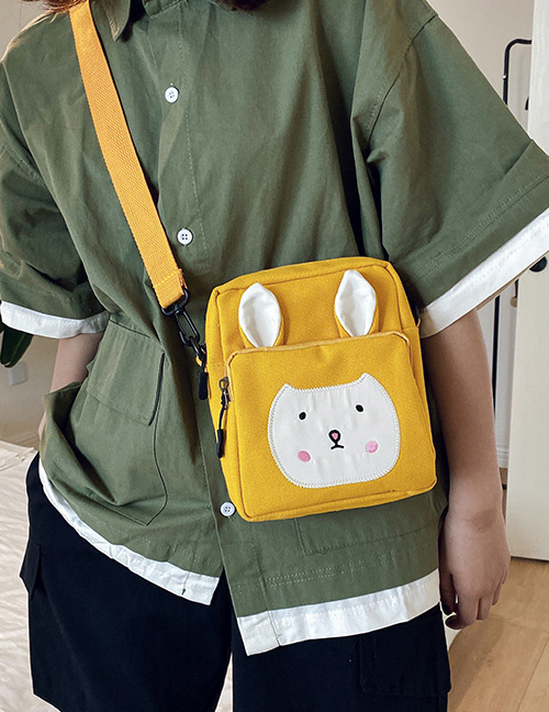 Fashion Yellow Canvas Shoulder Bag With Embroidered Rabbit Ears