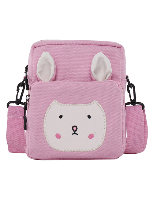 Fashion Pink Canvas Shoulder Bag With Embroidered Rabbit Ears