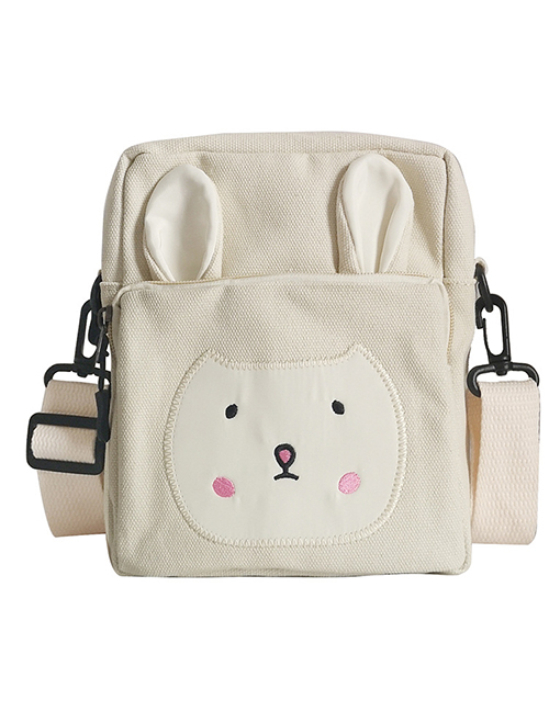 Fashion Creamy-white Canvas Shoulder Bag With Embroidered Rabbit Ears