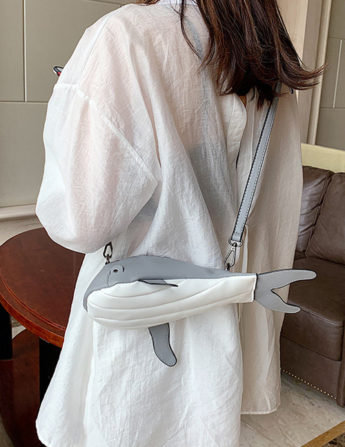 Fashion Light Grey One-shoulder Cross-body Contrast Whale Bag