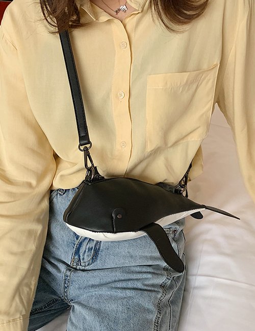 Fashion Black One-shoulder Cross-body Contrast Whale Bag