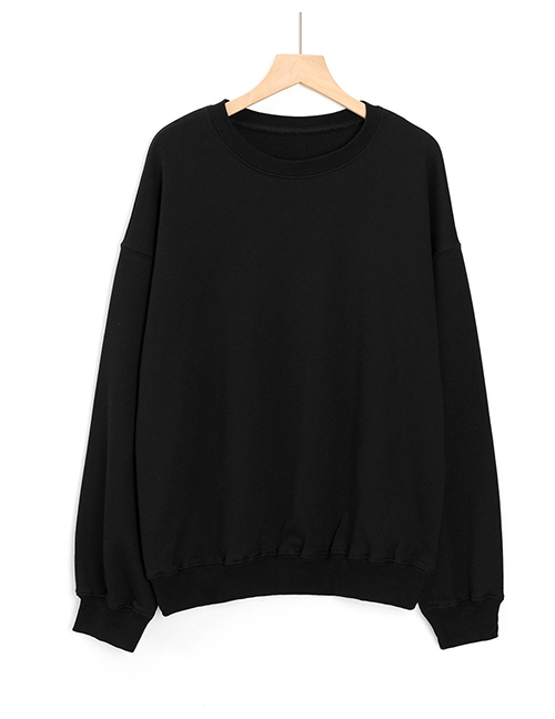 Fashion Black Long Sleeve Sweater Coat