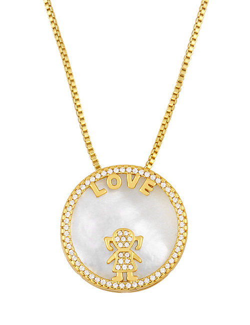 Fashion Girl Round-shaped Shell And Diamond Alphabet Couple Necklace