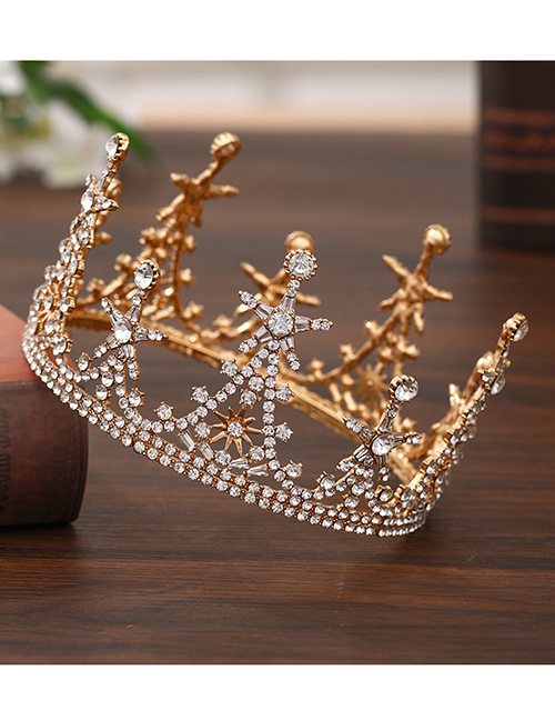 Fashion Golden Alloy Rhinestone Sun Flower Crown
