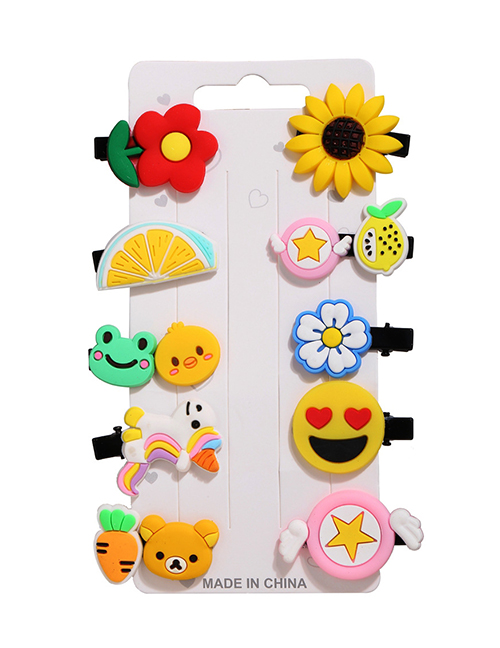 Fashion Flower Smiley Resin Flower Smiley Face Alloy Children Hairpin Set