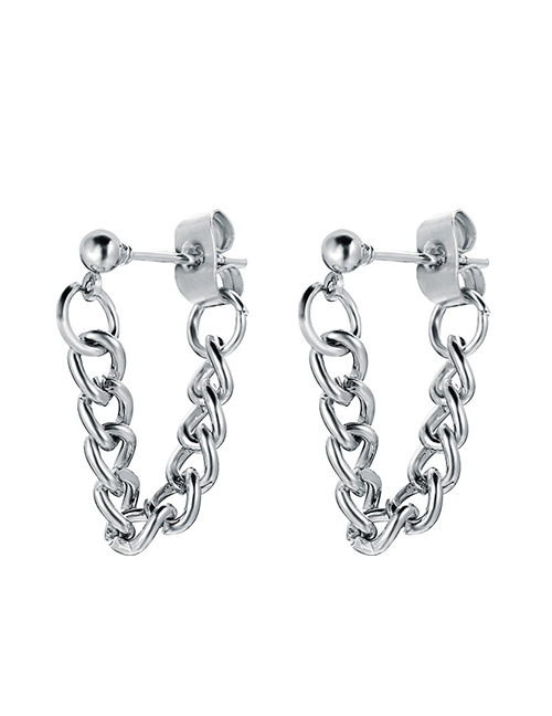 Fashion Silver Chain Alloy Hollow Earrings