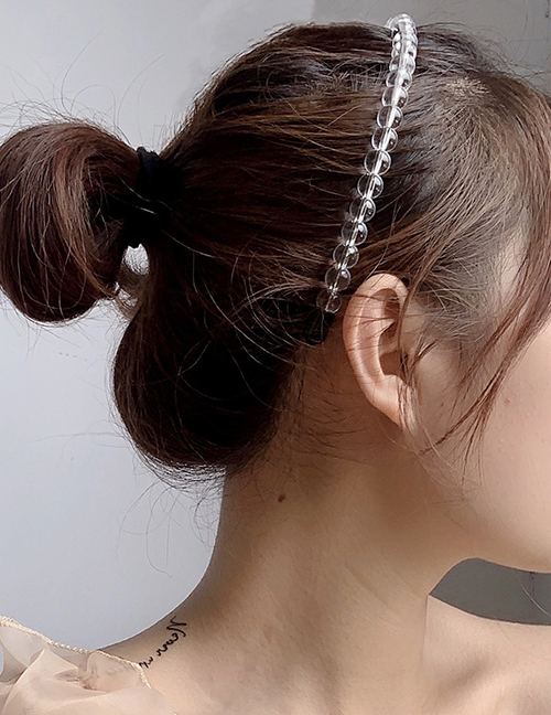 Fashion White Transparent Bead Resin Thin Edge Hairband