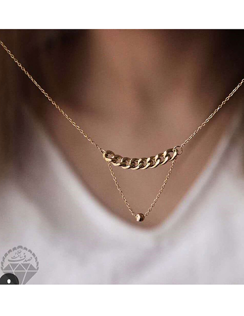 Fashion Golden Alloy Round Bead Stitching Thick Chain Alloy Necklace