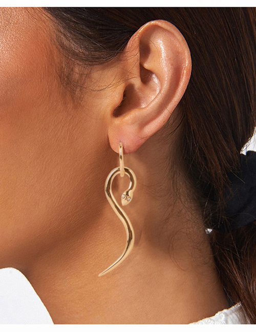 Fashion Golden Geometric Serpentine Alloy Earrings