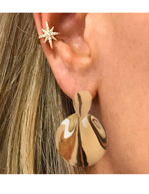 Fashion Golden Geometric Alloy Wave Earrings