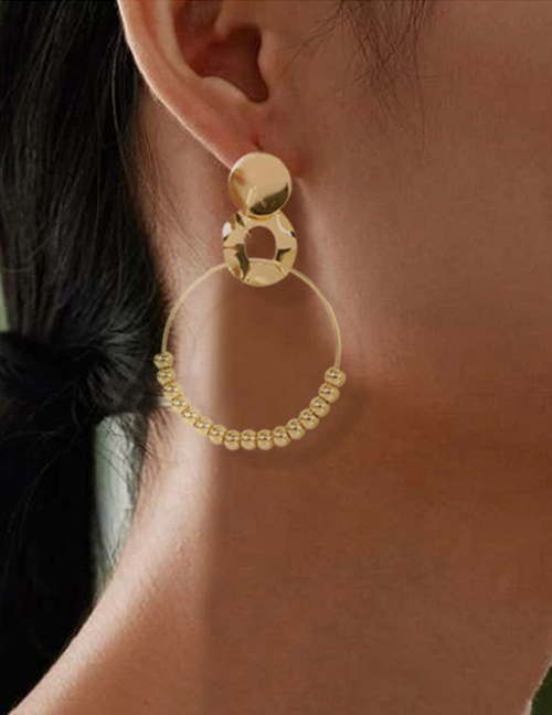 Fashion Golden Geometric Round Alloy Earrings