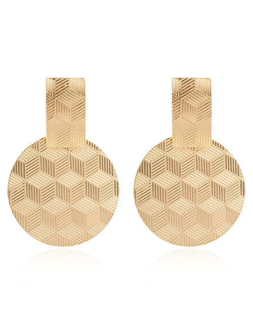 Fashion Golden Geometric Electroplated Round Earrings
