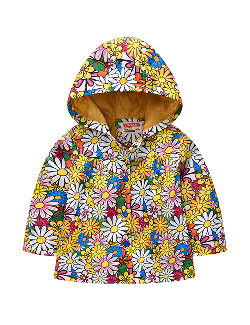 Fashion Color Mixing Spring And Autumn Sleeve Printed Hooded Jacket