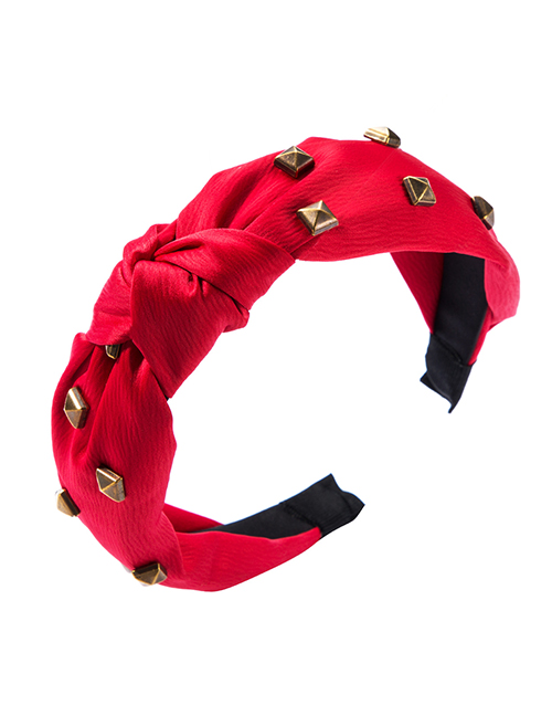 Fashion Red Alloy Square Knotted Wide-brimmed Hair Band