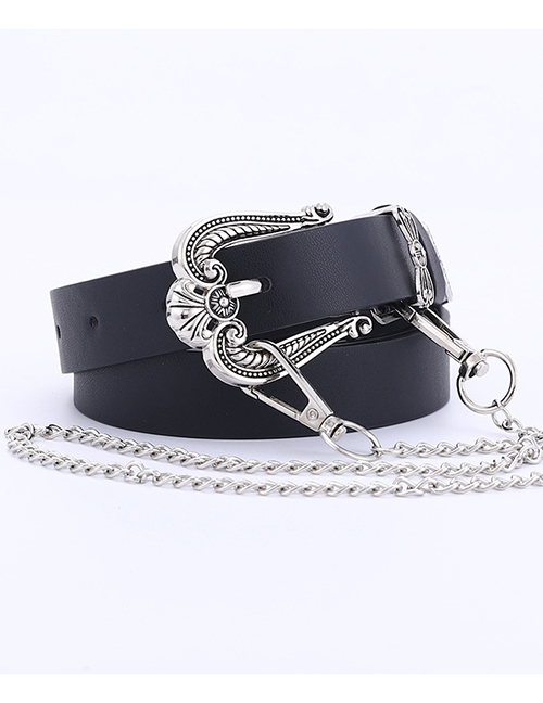 Fashion Black +1 Chain Metal Carved Three-piece Butterfly Buckle Chain Belt