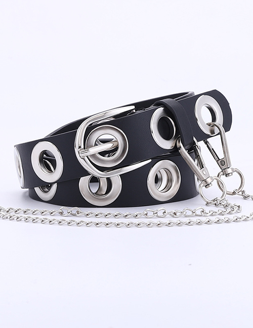 Fashion Black +1 Chain Pneumatic Whole Body Hollow Chain Belt