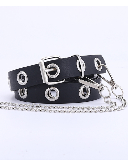 Fashion Black +1 Chain Gas Eye Chain Belt