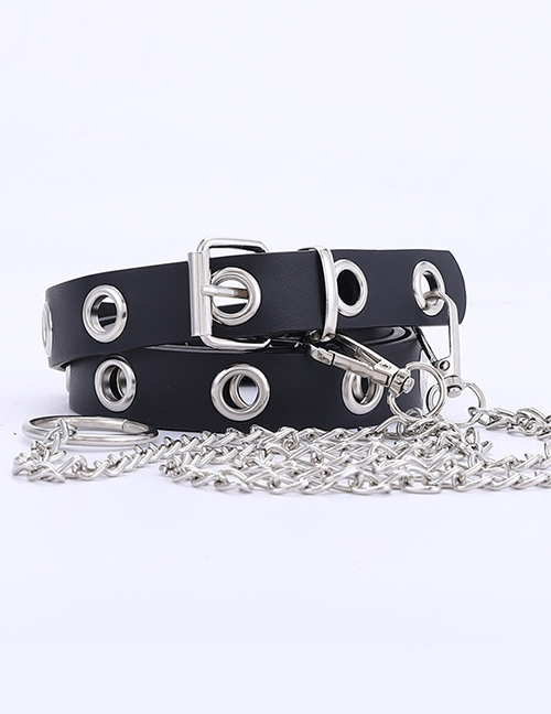 Fashion Black +4 Chain Gas Eye Chain Belt