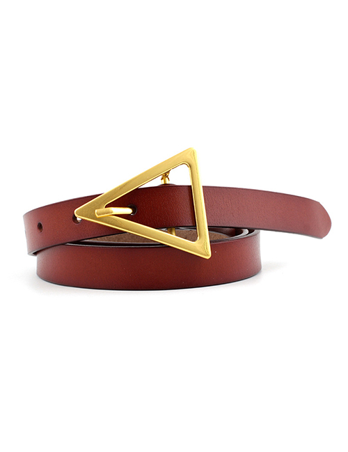 Fashion Brown Triangle Buckle Shape Thin Belt