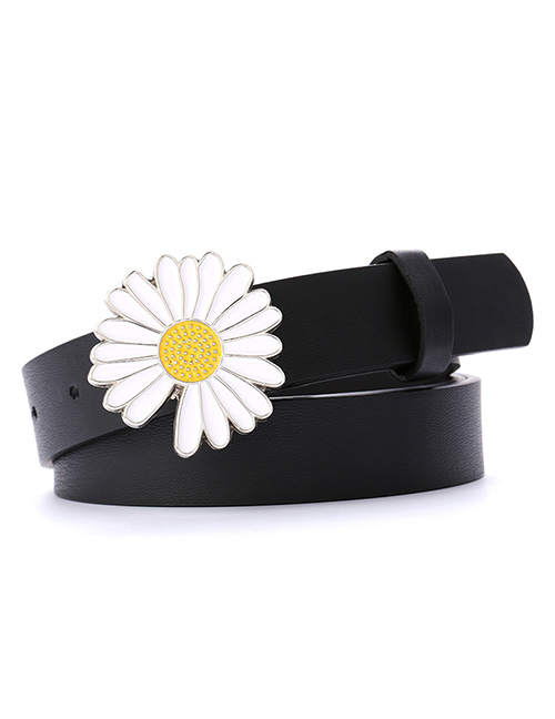 Fashion Black-single Daisy Small Daisy Flower Thin Belt