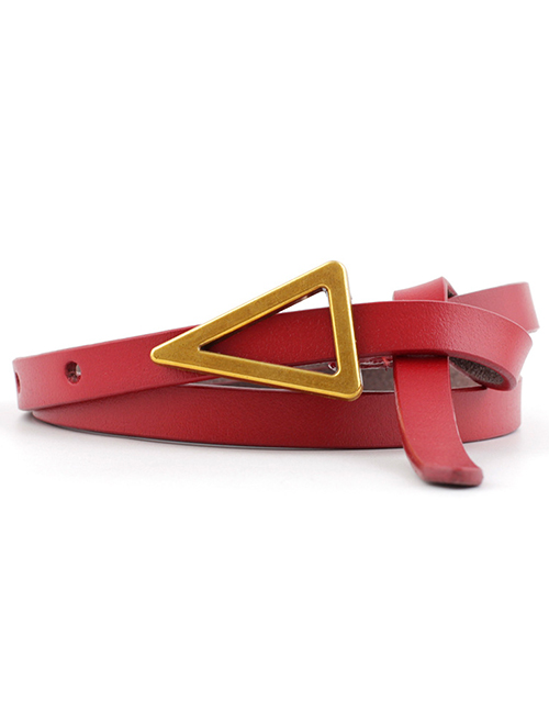 Fashion Red Triangle Knotted Sugar Thin Belt