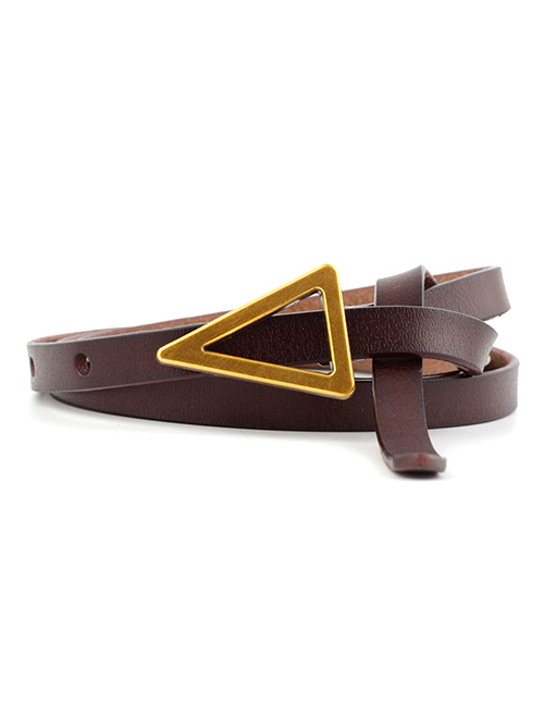 Fashion Brown Triangle Knotted Sugar Thin Belt