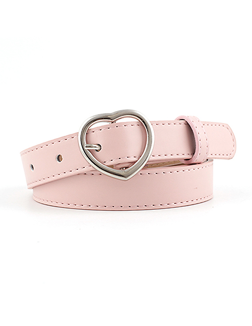 Fashion Pink-silver Buckle Heart-shaped Heart Buckle Belt