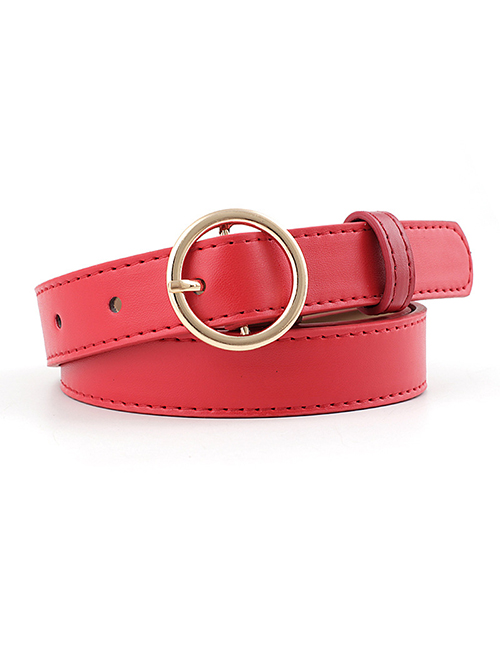 Fashion Red-gold Buckle Pu Buckle Belt With Round Buckle