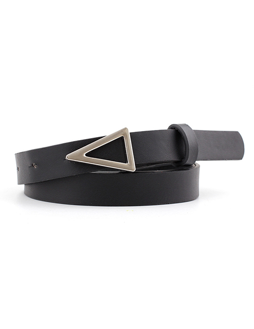 Fashion Black Silver Triangle Buckle Snap Belt