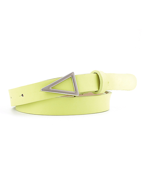 Fashion Fluorescent Green Silver Triangle Buckle Snap Belt