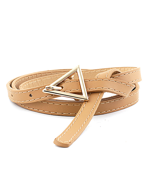 Fashion Khaki Triangle Buckle Thin Belt