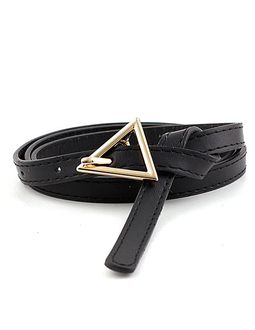 Fashion Black Triangle Buckle Thin Belt