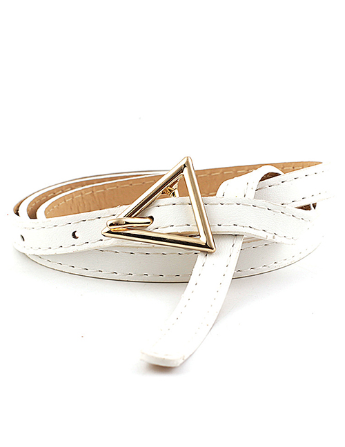 Fashion White Triangle Buckle Thin Belt