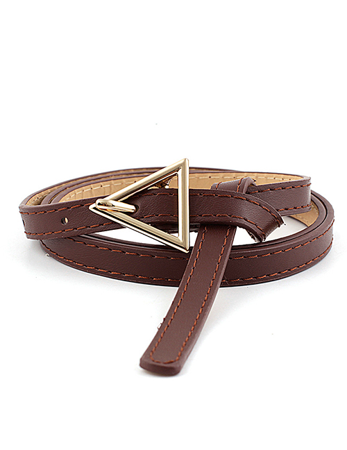 Fashion Brown Triangle Buckle Thin Belt