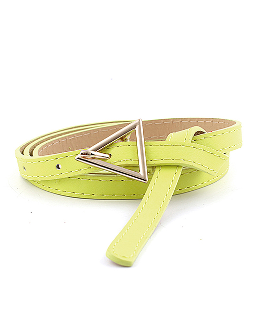 Fashion Fluorescent Green Triangle Buckle Thin Belt