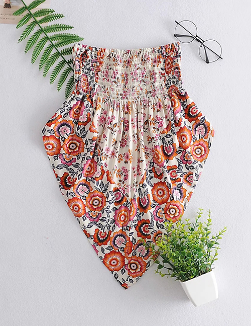 Fashion Color Elastic Printed Contrast Color Wrapped Chest Apron