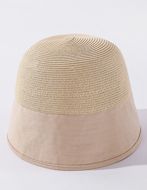 Fashion Beige Straw Stitching Sunscreen Shading Split Fisherman Hat