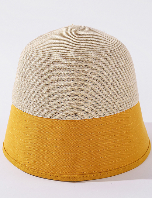 Fashion Mango Yellow Straw Stitching Sunscreen Shading Split Fisherman Hat
