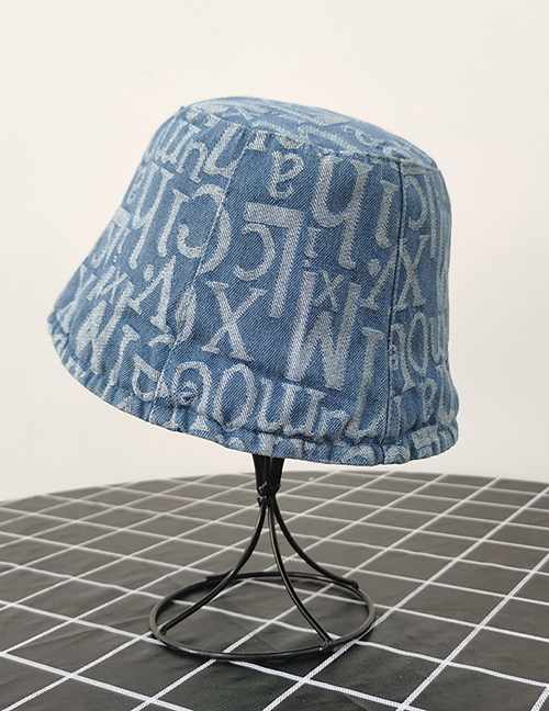 Fashion Denim Light Blue Letter Stitching Hat Body Fisherman Hat