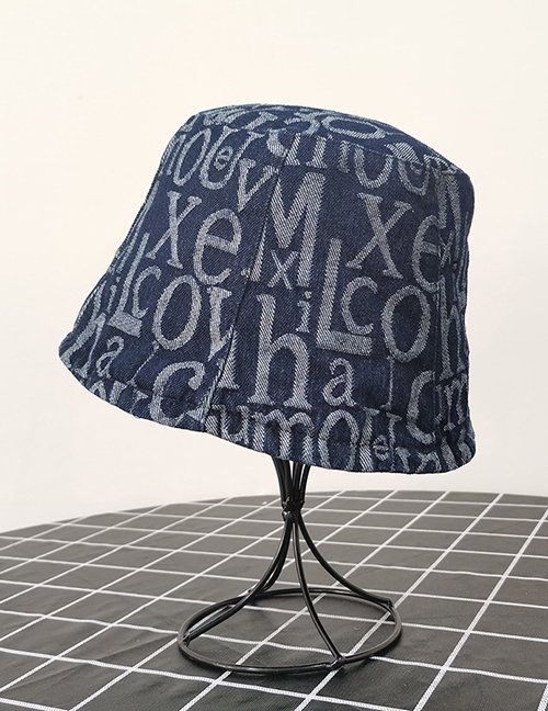 Fashion Denim Navy Letter Stitching Hat Body Fisherman Hat