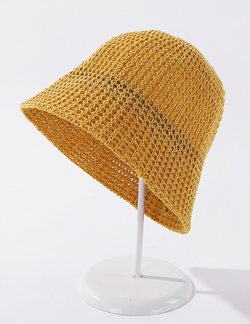 Fashion Mango Yellow Light Plate Knitted Solid Color Sunscreen Fisherman Hat