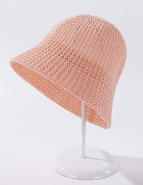 Fashion Pink Light Plate Knitted Solid Color Sunscreen Fisherman Hat
