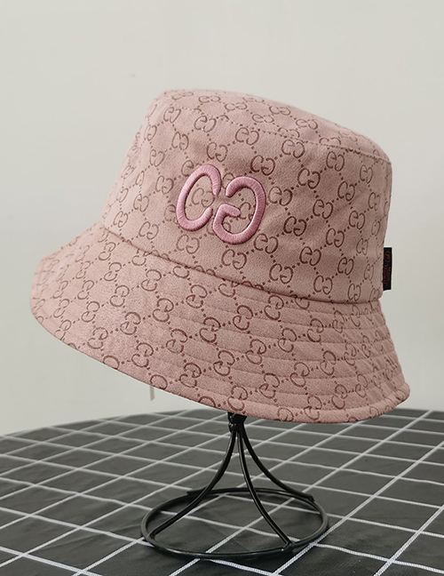Fashion Pink Letter Embroidered Printed Sunshade Fisherman Hat