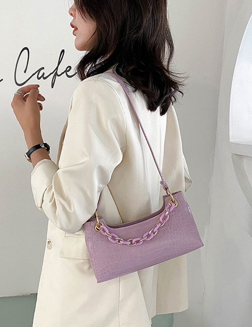 Fashion Purple Crocodile Chain Shoulder Bag
