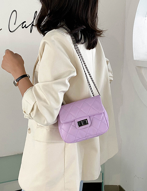 Fashion Purple Chain Buckle Shoulder Bag