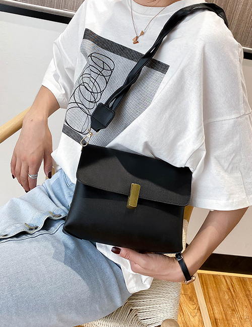 Fashion Black One-shoulder Diagonal Shoulder Bag With Braided Rope Latch