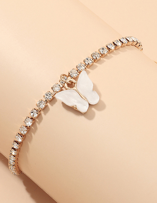 Fashion White Full Diamond Resin Butterfly Butterfly Bracelet