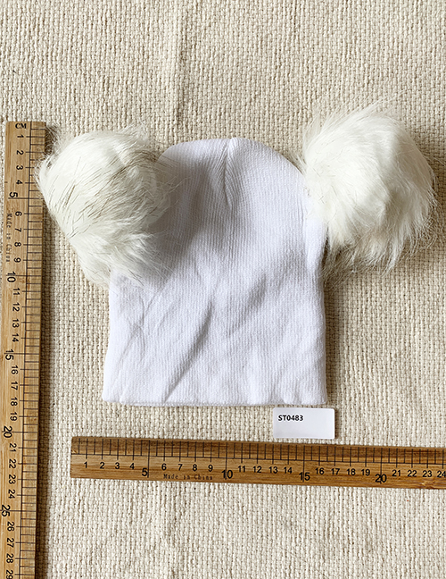 Fashion White Wool Ball Knitted Hat