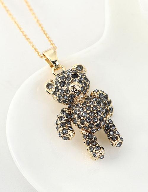 Fashion Black Imported Crystal Cady Bear Alloy Necklace